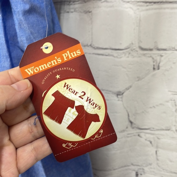 Faded Glory chambray new floral patch cotton 2x off shoulder top - Picture 4 of 5